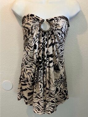 Sky Animal Print Tube Top Metal Snake Accents